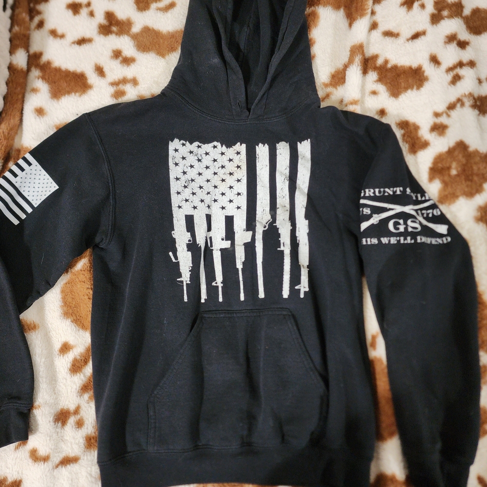 Grunt Style Black Hoodie with White Logo